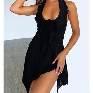 White Fox Black Mini Dress